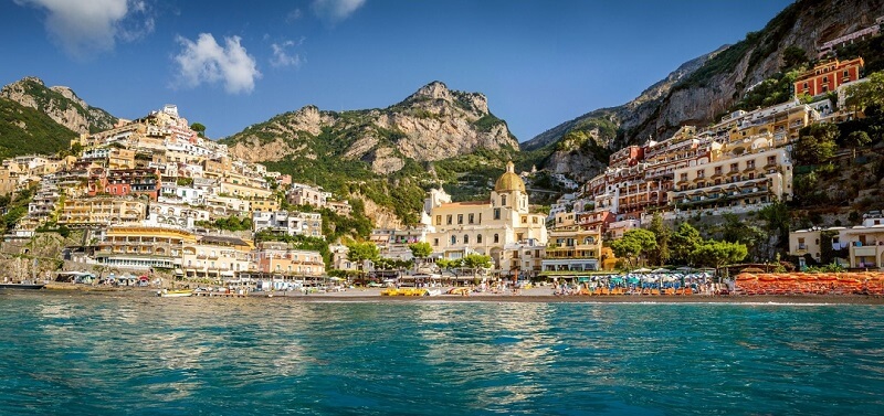 Positano, on the Amalfi Coast, from the sea